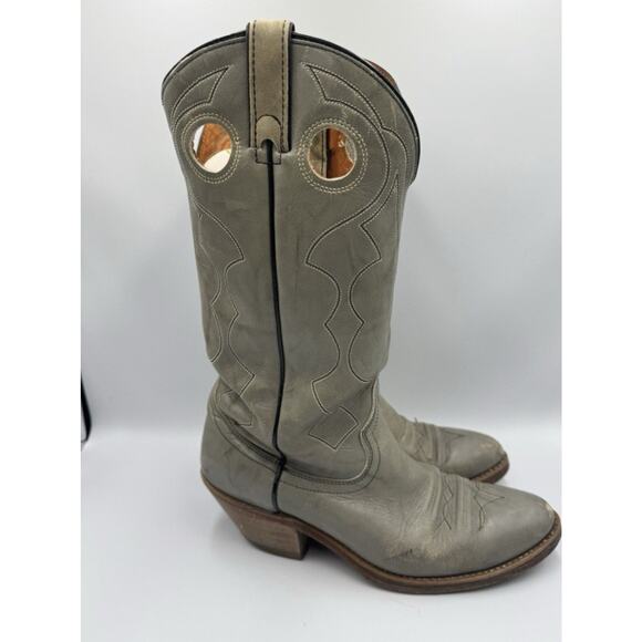 Gold Label TONY LAMA Mens Size 9 D Grey Leather Bockaroo Cowboy Western Boots - Picture 1 of 9